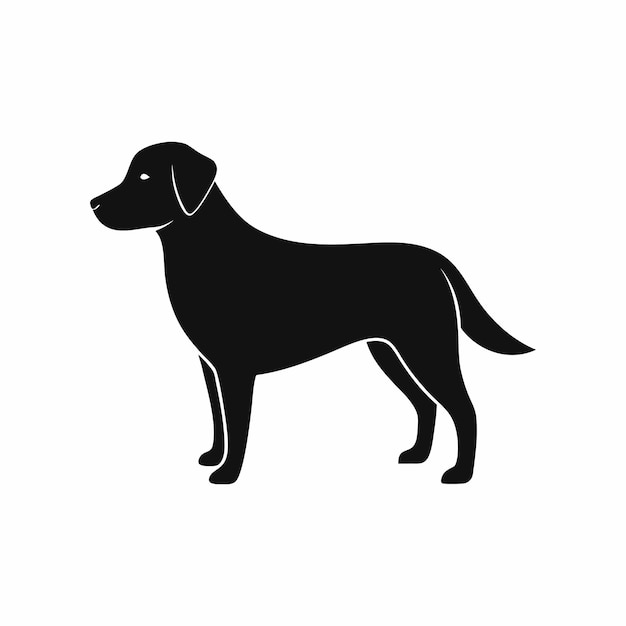 Vector vector black silhouette of a labrador retriever dog isolated on a white background