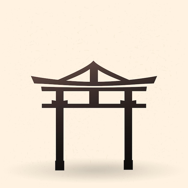 Vector Black Silhouette Shinto Torii Gate Icon