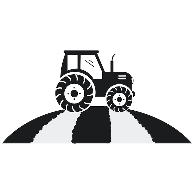 Vector black silhouette of a tractor