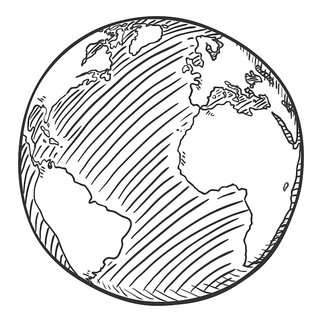 Vector Black Sketch Globe Illustration