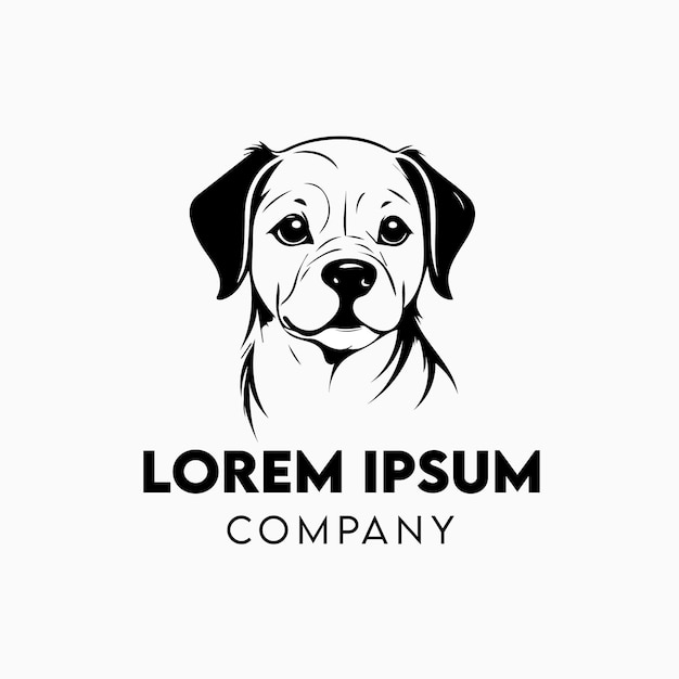 Vector vector black and white dog logo design template