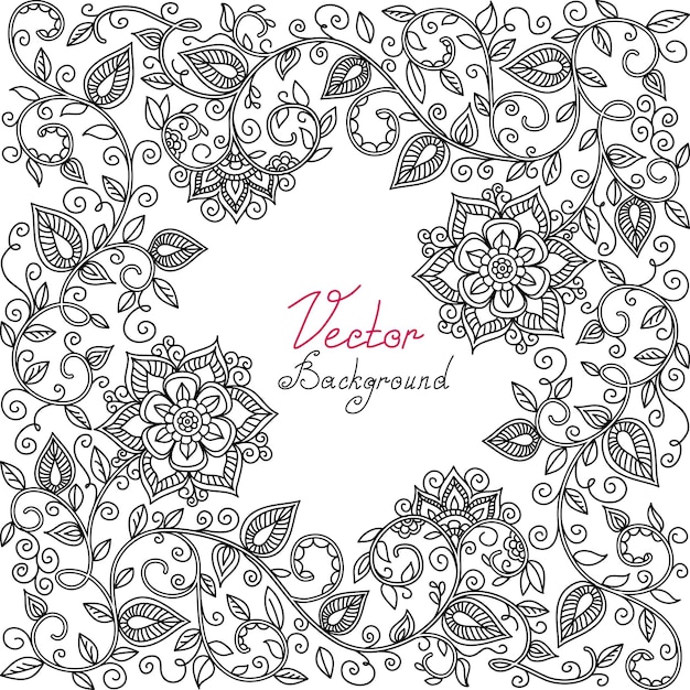 Vector black and white floral pattern