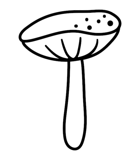 Vector black and white mushroom Outline autumn plant Funny toadstool line illustration isolated on white backgroundxA