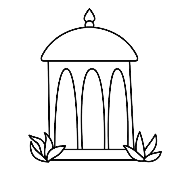 Vector black and white pavilion icon Line pergola illustration Summer rest elegant gazebo isolated on white backgroundxA