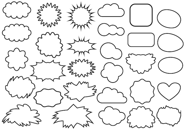 Vector black and white speech bubbles