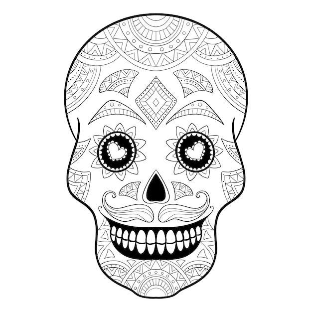 Vector vector black and white sugar skull illustration