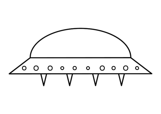 Vector black and white UFO illustration for children Outline flying saucer icon isolated on white background Space coloring page for kids