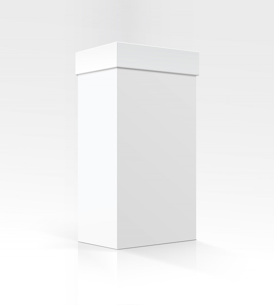 Vector Blank White Vertical Rectangular Carton box in Perspective for package design