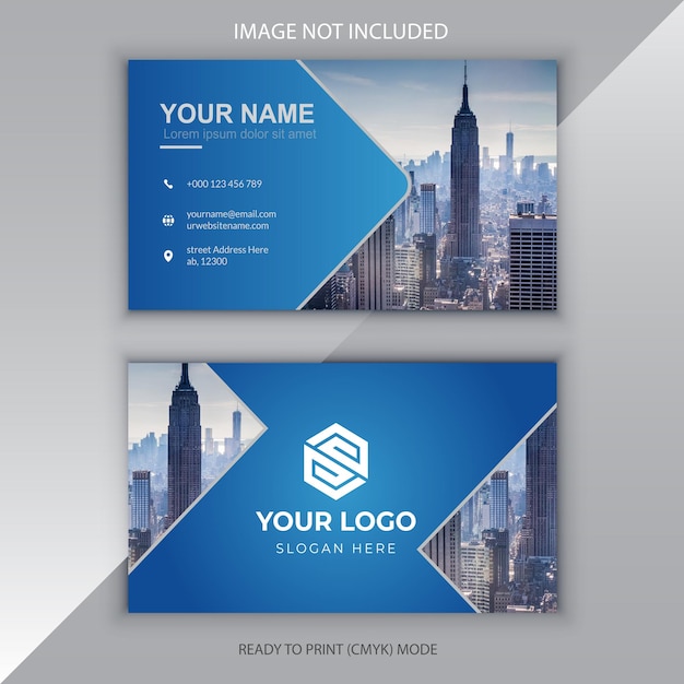 Vector a blue business card with photo