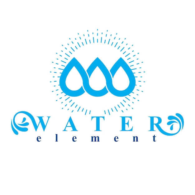 Vector blue clear water drop logo for use as business emblem in spa and resort organizations.