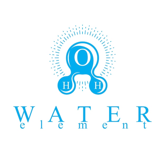 Vector blue H2O water logo for use as business emblem in spa and resort organizations.