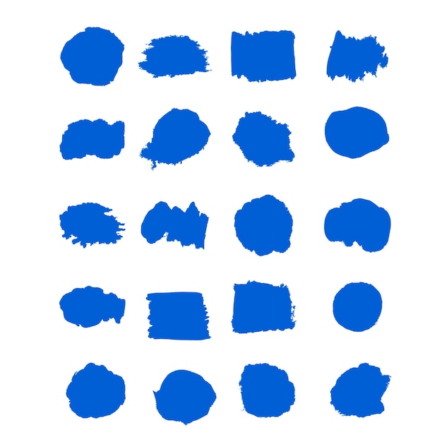 Vector vector blue ink paint brush stroke set hand drawn grunge decorative brush strokes design element