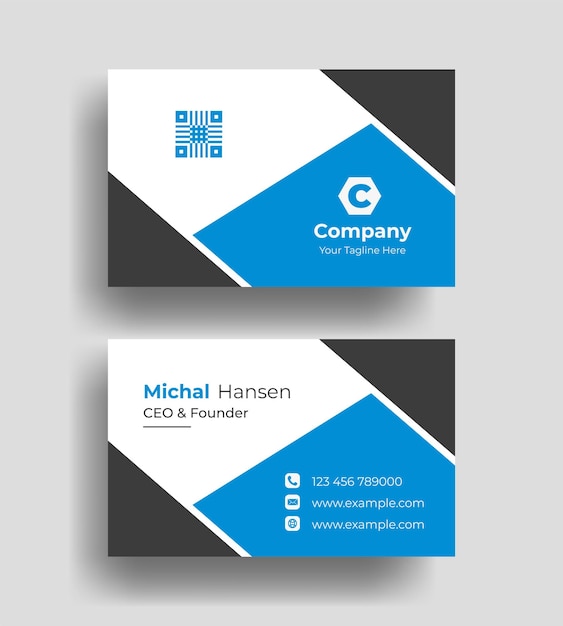 Vector vector blue and white simple unique blue minimalist gold elegant business card template