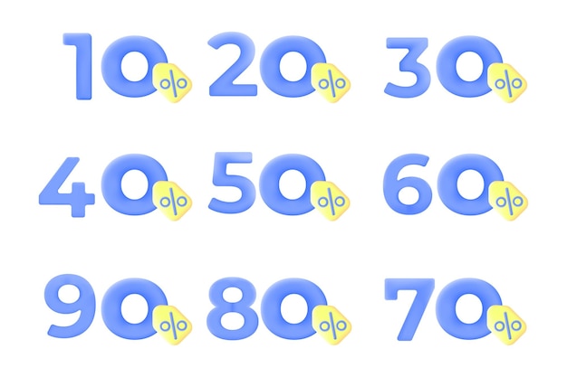 vector Blue and yellow discount tag icons set 1090 Perfect for highlighting sales and promotions