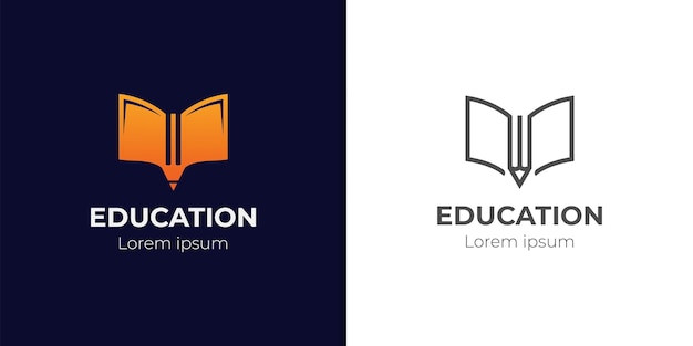 Vector book and pencil logo icon design for education writer student logo symbol