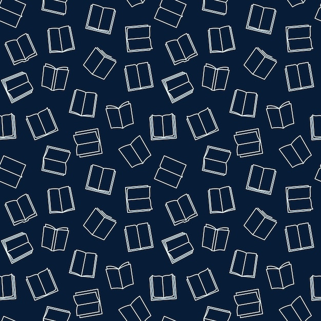 Vector books seamless pattern in thin line style