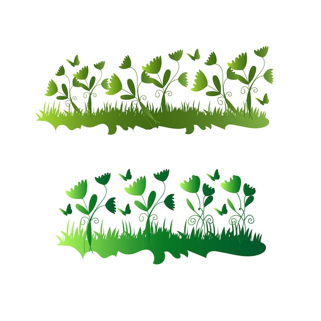 vector border of grass realistic style