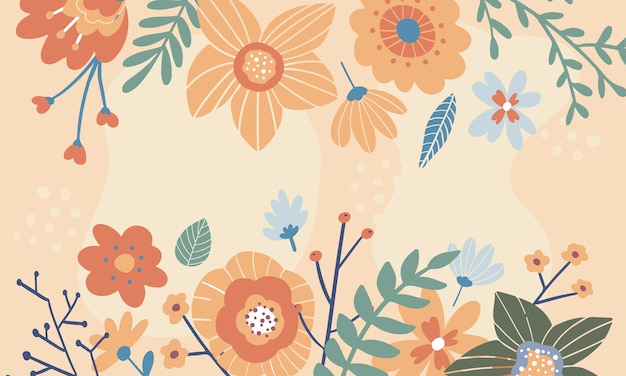 Vector border with flowers background