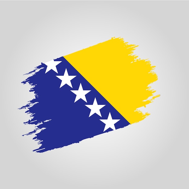 Vector Bosnia flag Brush stroke with grunge background template