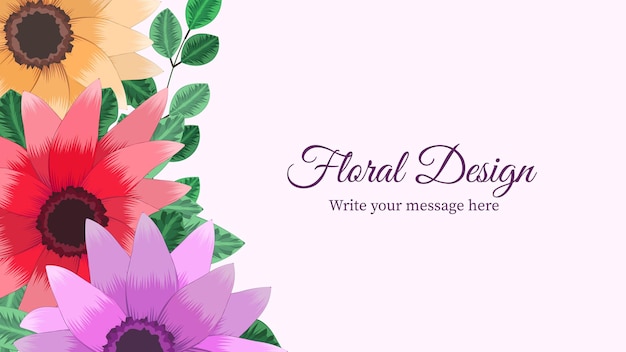 Vector botanical banner background blossoming flowers.