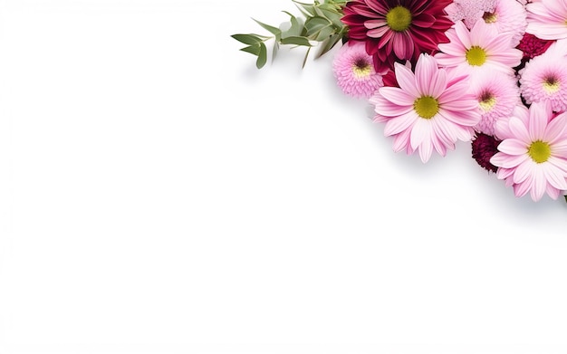 Vector vector of a bouquet of pink and burgundy flowers on a white background