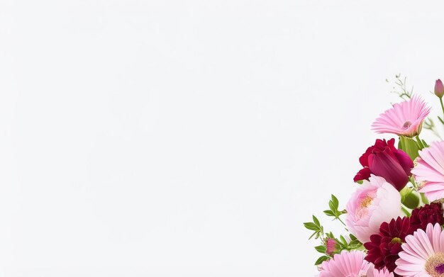 Vector vector of a bouquet of pink and burgundy flowers on a white background