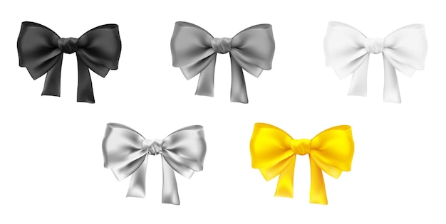 Vector bow Set of five decorative elements isolated