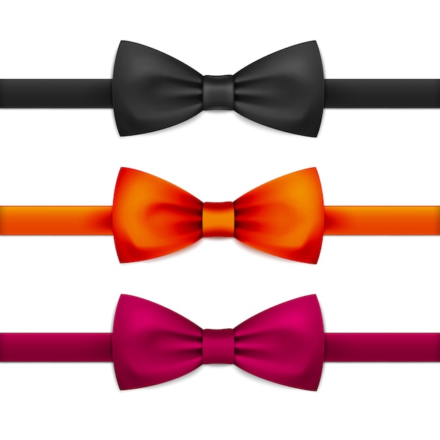 Vector Bow Tie Bowtie Set Isolated on White