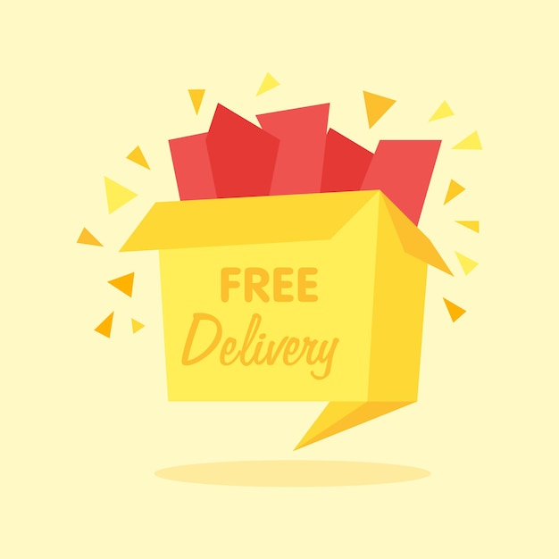 Vector box with free shipping icon - internet shopping icon