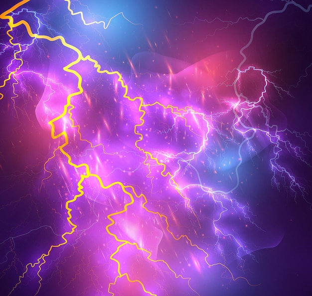 Vector bright lightning on a dark colored background