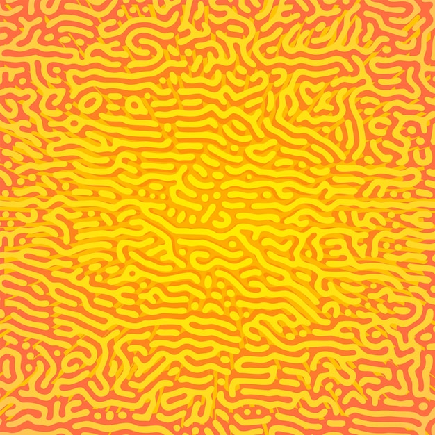 Vector bright orange fire design Turing morphogenesis reaction diffusion pattern organic ornament yellow background