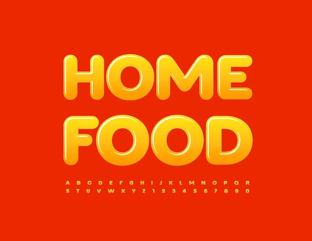 Vector bright sign Home Food with creative Alphabet Letters and Numbers set Gradient color Font