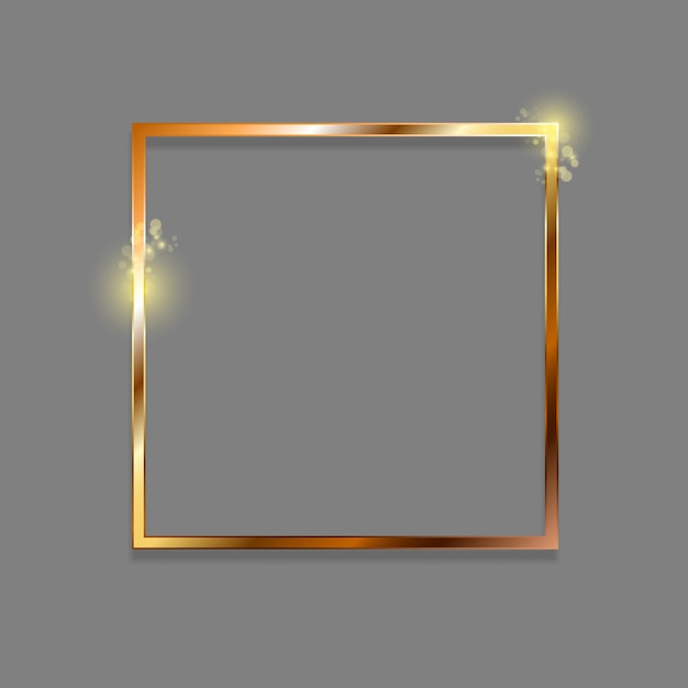 Vector bronze golden frame with lights effects