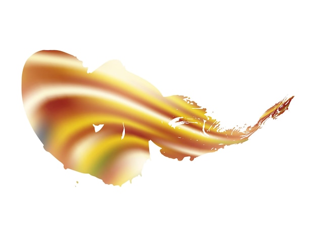 Vector Brush Stroke. Abstract Fluid Splash. Yellow Gold Isolated Splash on White Backdrop. Watercolor Textured Background.  Sale Banner Brushstroke. Gradient Paintbrush.