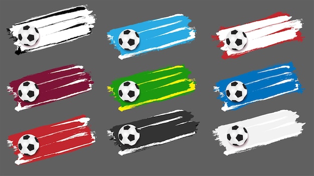 Vector brush strokes football cup 2022 soccer ball Sport poster