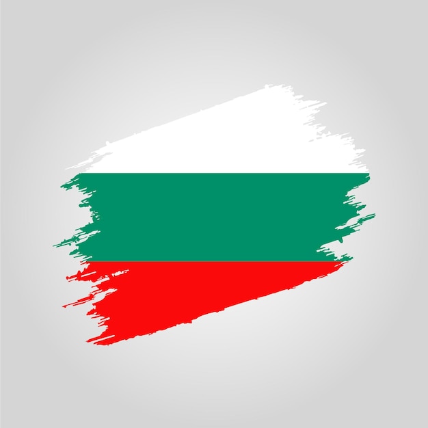 Vector Bulgaria flag Brush stroke with grunge background template