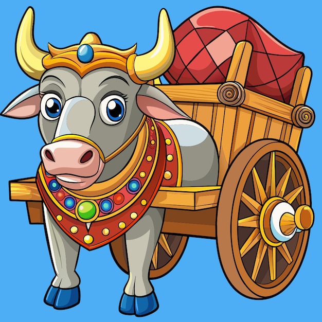 Vector vector bullock cart vector illustration kawaii