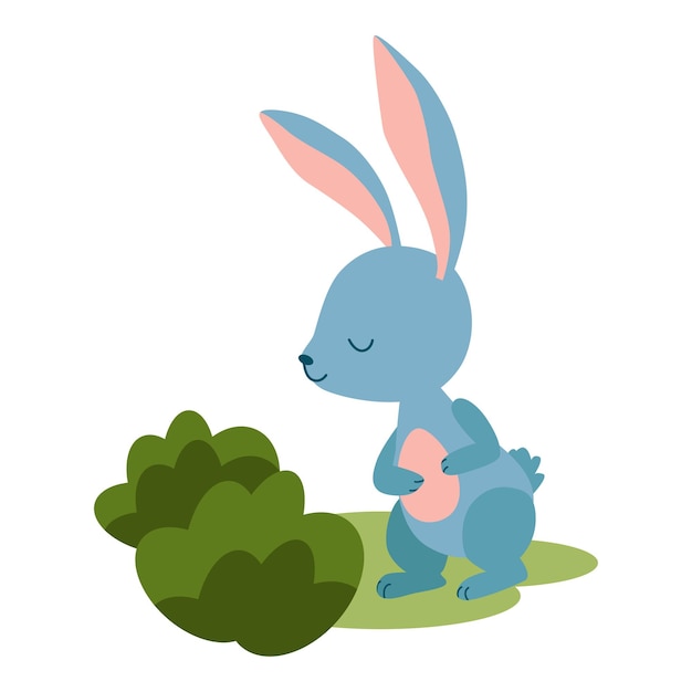 Vector bunny blue color illustration