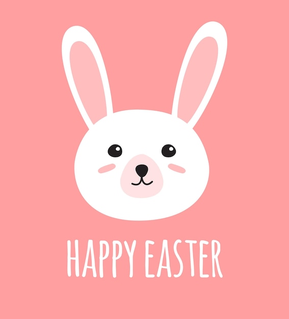 Vector bunny rabbit face and happy Easter lettering