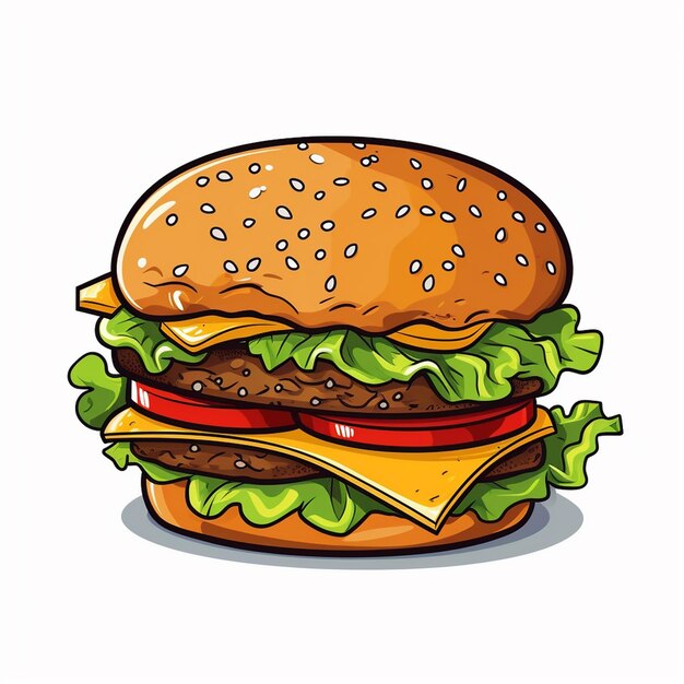 vector burger food hamburger illustration icon fast design meal meat sandwich restaurant