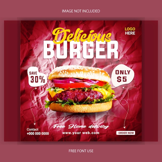 Vector Burger social media square ready template