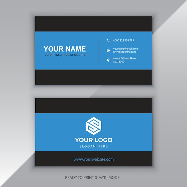 Vector a business card design black and blue