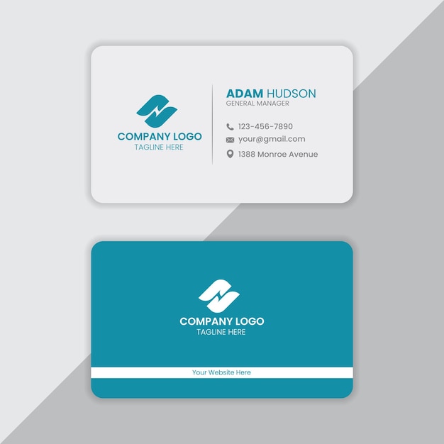 Vector Business Card Horizontal Double Side with Round Corner