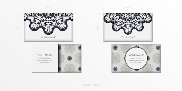 Vector Business cards in black and white colors with abstract ornament Business card design with monogram patterns