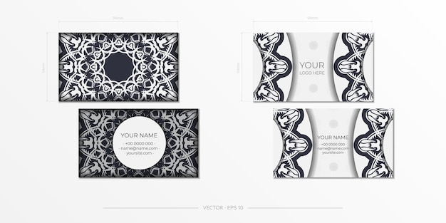 Vector Business cards in black and white colors with abstract ornament Business card design with monogram patterns