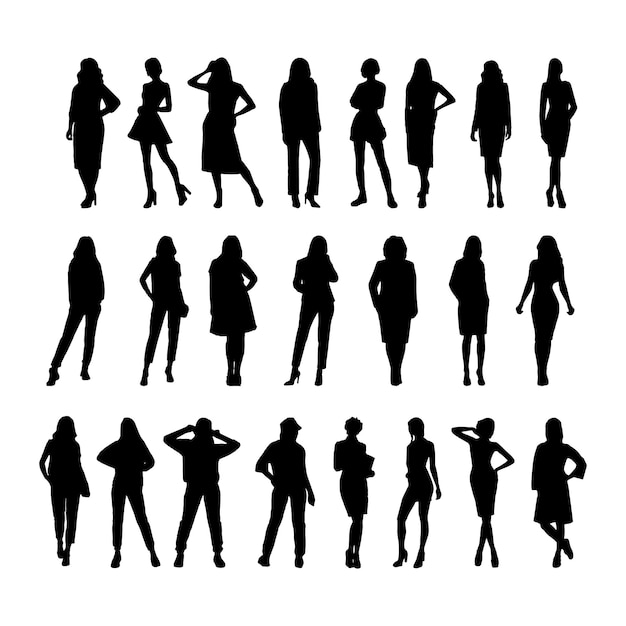 Vector business man silhouetteSet of silhouettes of business peopleVector black isolated background