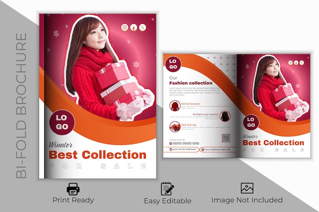 Vector Business Marketing Bifold Brochure Design Template