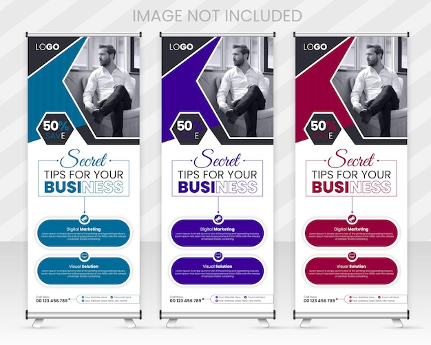 Vector business promotion roll up banner design template creative roll up banner template