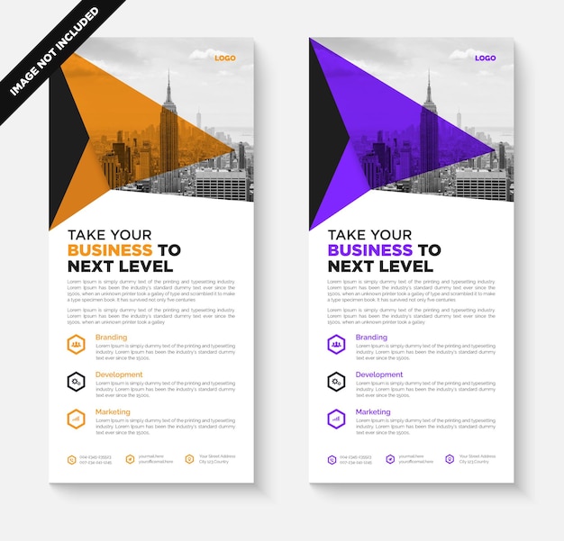 Vector vector business rack card template corporate dl flyer template design