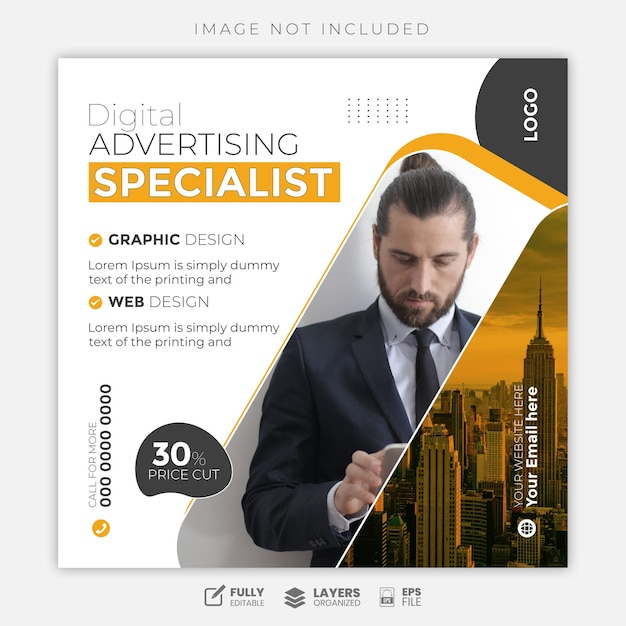 vector business social media post design for digital marketing agency